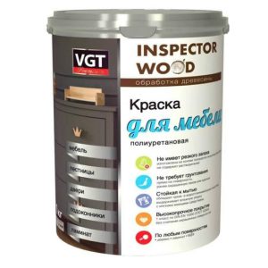 Краска для мебели полиуретановая VGT База А полуматовая супербелая 0,8 л/1 кг