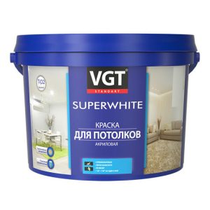Краска для потолков VGT ВД-АК –2180 супербелая 45 кг