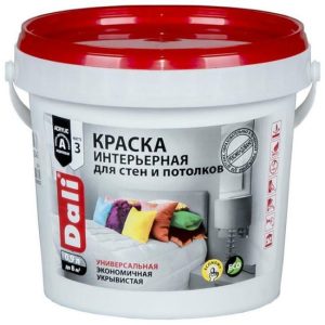 Краска интерьерная для стен и потолков акриловая Dali глубокоматовая база А 0,9 л