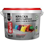 Краска интерьерная для стен и потолков акриловая Dali глубокоматовая база А 9 л