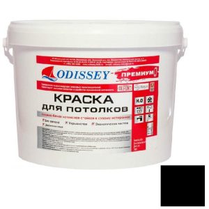 Краска для потолка ODISSEY Premium ВДАК-212 стойкая к истиранию чёрная 14 кг