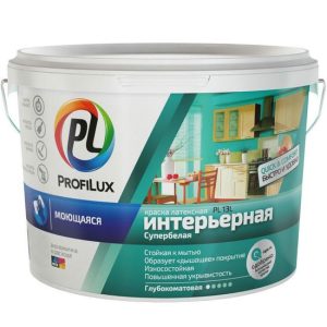 Краска латексная Profilux PL-13L интерьерная моющаяся супербелая 7 кг