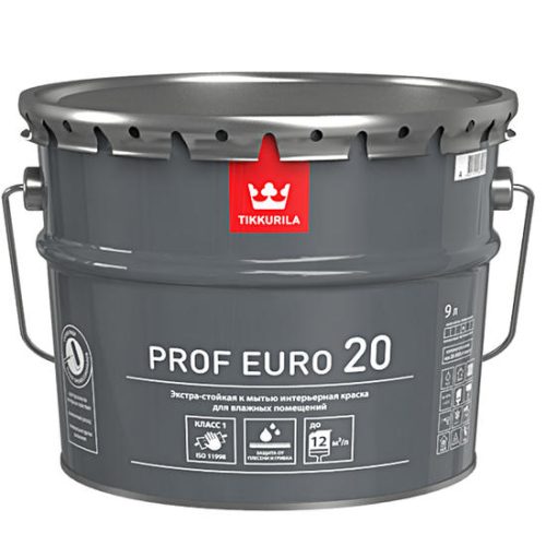 Краска интерьерная Tikkurila Prof Euro 20 база C полуматовая 9 л
