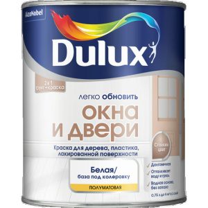 Краска Dulux Легко Обновить Окна и двери база BW полуматовая 0,75 л