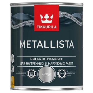 Краска по ржавчине Tikkurila Metallista глянцевая серебряная 0,8 л
