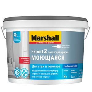 Краска для стен и потолков Marshall Export-2 база BC глубокоматовая 9 л