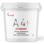 Краска Аквест-4+ Cтандарт для стен и потолков супербелая 14 кг