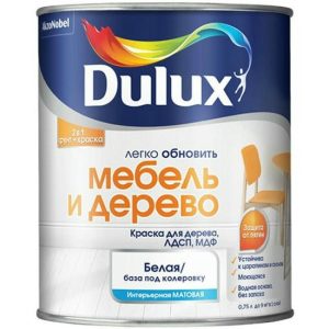 Краска водно-дисперсионная Dulux Легко обновить Мебель и дерево база BW 0,75 л матовая