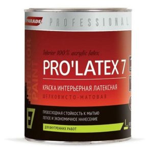 Краска латексная Parade Professional E7 Pro Latex7 интерьерная шелковисто-матовая основа А 0,9 л
