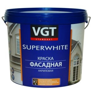 Краска акриловая VGT ВД-АК-1180 фасадная супербелая 15 кг