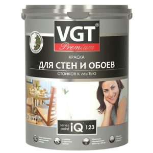 Краска моющаяся VGT Premium IQ123 для стен и обоев база С 7 л