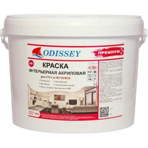 Краска для потолков детских и медицинских учреждений ODISSEY Premium ВДАК-212 КМ1 (Г1) стойкая к истиранию снежно-белая 15 кг