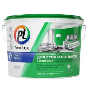 Краска для стен и потолков Profilux PL-04А акриловая глубокоматовая белая 1,4 кг