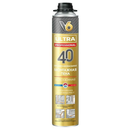 Пена монтажная профессиональная V6 ULTRA40 всесезонная 0,75л