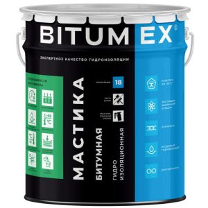 Мастика гидроизоляцонная Bitumex МБ-018 битумная 18 кг