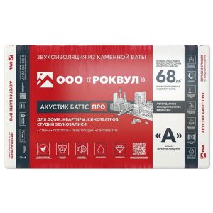 Базальтовая вата Rockwool Акустик Баттс Про 1000х600х50 мм 8 плит в упаковке