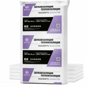 Звукоизоляционные плиты Maxforte (Максфорте) Экоакустик 1200х600х50 мм 4 шт. (2,88 м2)