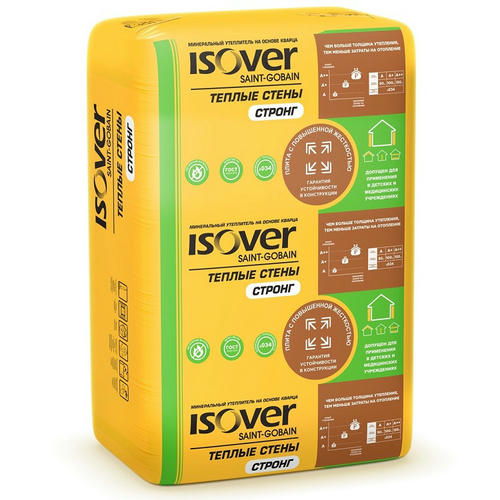 Теплоизоляция Isover Теплые Стены Стронг 1000х610х100 мм на основе кварца 5 плит в упаковке