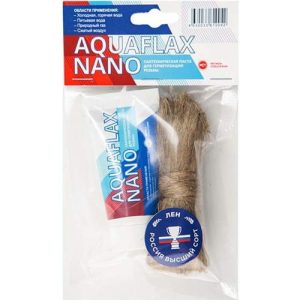 Набор для уплотнения резьбы Aquaflax nano 04050 паста 30 гр + лен 15гр