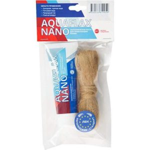 Набор для уплотнения резьбы Aquaflax nano 04054 паста 80 гр + лен 20 гр