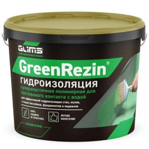 Гидроизоляция эластичная Glims GreenResin на водной основе 15 кг