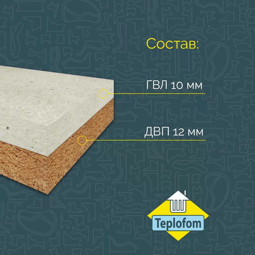Звукоизоляционная панель Теплофом Teplofonik+ с ГВЛ 22 1200х600х22 мм — изображение 2