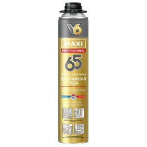 Пена монтажная профессиональная V6 Maxi 65 всесезонная 0,85л