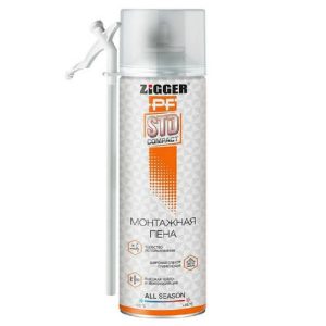 Пена монтажная бытовая ZIGGER Pf std compact всесезонная 0,43л