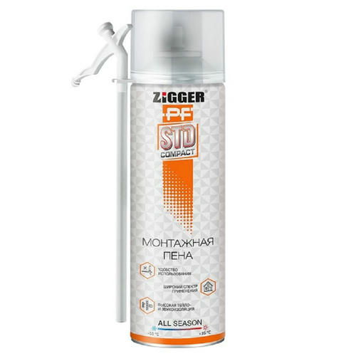 Пена монтажная бытовая ZIGGER Pf std compact всесезонная 0,43л
