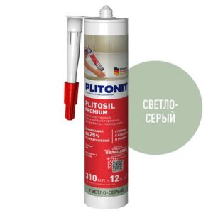 Герметик силиконовый PLITONIT plitosil Premium для влажных помещений 310мл светло-серый