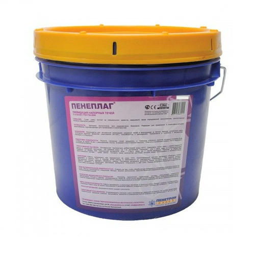 Смесь сухая Пенетрон Пенеплаг для мгновенной ликвидации напорных течей ведро 4 кг