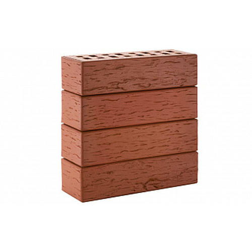 Кирпич клинкерный ЛСР красный легкий флэшинг, береста, 250*85*65 мм