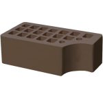 Кирпич облицовочный фасонный КФ-1 темно-коричневый гладкий 250*120*88мм утолщенная стенка 20мм М150кг/см2 щелевой Железногорск