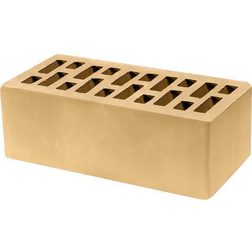 Кирпич облицовочный соломенный золотистый гладкий 250*120*88мм утолщенная стенка 20мм М200кг/см2 щелевой Тербунский Гончар