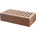 Кирпич облицовочный гляссе гладкий 250*120*65мм утолщенная стенка 20мм М175кг/см2 щелевой Воротынск