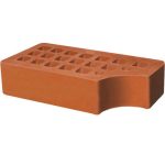 Кирпич облицовочный фасонный КФ-1 красный гладкий 250*120*65мм утолщенная стенка 20мм М150кг/см2 щелевой Железногорск