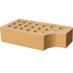 Кирпич облицовочный фасонный КФ-1 соломенный гладкий 250*120*65мм утолщенная стенка 20мм М200кг/см2 щелевой Железногорск