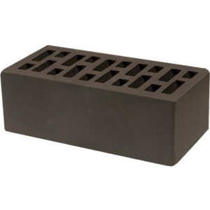 Кирпич облицовочный графит гладкий 250*120*88мм утолщенная стенка 20мм М200кг/см2 щелевой Тербунский Гончар