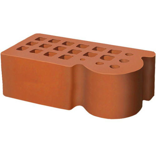 Кирпич облицовочный фасонный КФ-3 красный гладкий 250*120*88мм утолщенная стенка 20мм М150кг/см2 щелевой Железногорск