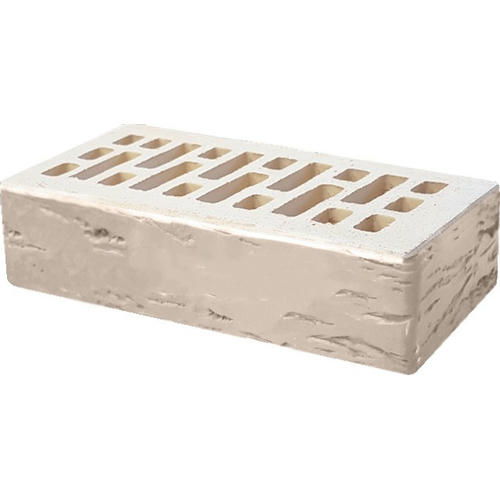 Кирпич облицовочный белый жемчуг руст 250*120*65мм утолщенная стенка 20мм М175кг/см2 щелевой Воротынск