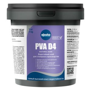 Клей ПВА водостойкий KESTO PVA D4 Кестокол Д4000 1кг