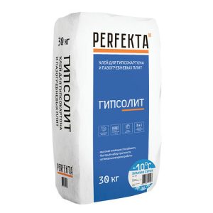 Клей для гипсокартона и пазогребневых плит Perfekta Гипсолит Зимняя серия 30 кг белый