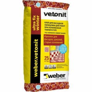 Клей для фасадной облицовки Weber-Vetonit Ultra Fix Winter 25 кг