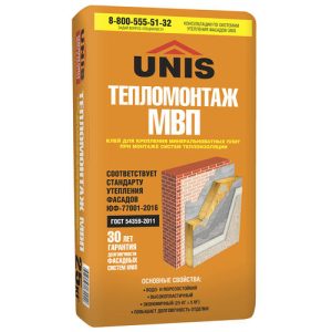 Клей для минеральноватных плит Unis Тепломонтаж 25 кг