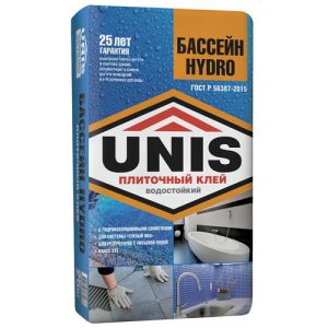 Клей для плитки Unis Бассейн Hydro 25 кг
