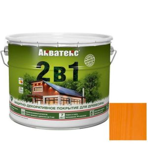 Покрытие алкидное защитно-декоративное для древесины Акватекс 2 в 1 полуматовое Орегон 9 л