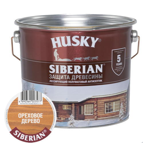 Антисептик HUSKY SIBERIAN полуматовый ореховое дерево 2,7л