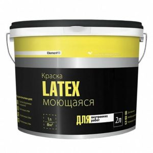 Краска моющаяся латексная Element Se Latex матовая белая (2л/3кг)