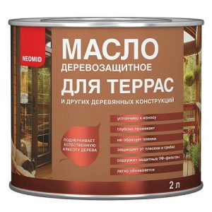 Масло деревозащитное Neomid для террас бесцветное 2 л