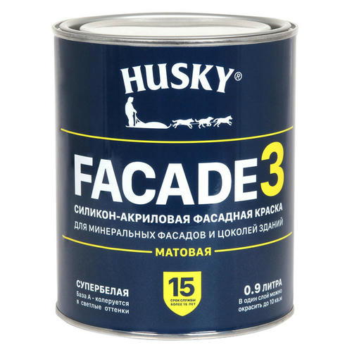 Краска в/д фасадная HUSKY FACADE 3 силикон-акриловая 0,9л база А
